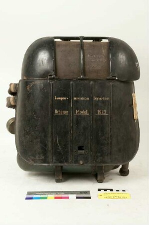 Lungenautomatisches Bergbau-Gerät Dräger Modell 1923 Seitenschlauchtype mit federbelastetem Atembeutel