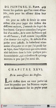 Chap. XXVI. : De la connoissance des dessins