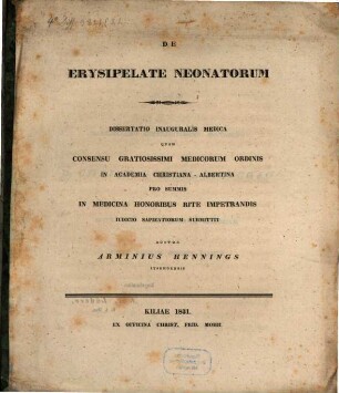 De erysipelate neonatorum : diss. inaug. med.