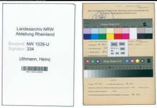 Entnazifizierung Heinz Uthmann , geb. 24.03.1921 (Autoschlosser)