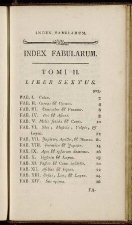 Index Fabularum. Tomi II.