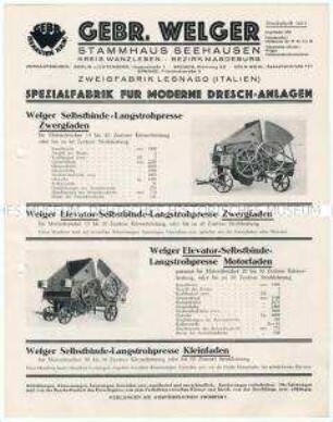 Selbstbindelangstrohpressen der Firma Welger