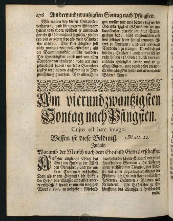 476-485, Am vierundzwanzigsten Sontag nach Pfingsten. Cujus est haec imago.