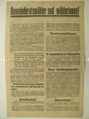 Sonderdruck zur Gemeinderatswahl 1921 in Neugersdorf