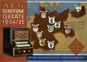 AEG Rundfunk Geräte mit dem alphabetischen Stationswähler, 1934/35