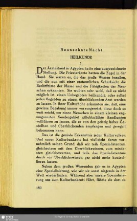 Neunzehnte Nacht. Heilkunde