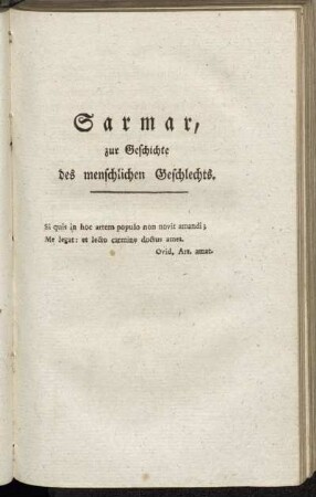 Sarmar, zur Geschichte des menschlichen Geschlechts.