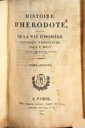 Histoire d'Herodote : suivie de la vie d'Homère. T. 2 (1822)