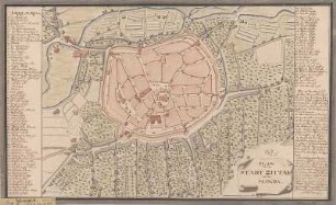 Plan von Zittau, kolor. Handzeichng, 1790? : Plan von der Stadt Zittau an der Manda. - [S.l.] , [um 1790?]. - 1 Kt. : kolor. Handzeichng. ; 54 x 47 cm