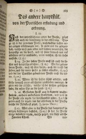 Das andere hauptstük, von der Poetischen erfindung und ordnung.