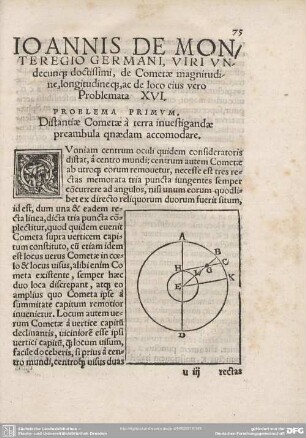 De cometae magnitudine longitudineque ac de loco eius vero problemata XVI.