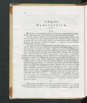 I. Kapitel. Hydrostatik