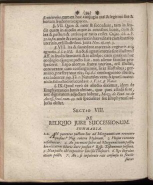 Sectio VIII. De Reliquo Jure Successionum.