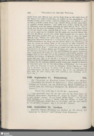 194. 1536, September 17. Wittenberg