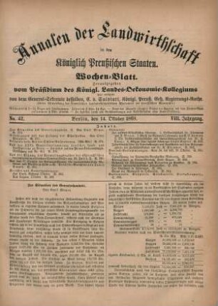 No. 42. Berlin, den 14. Oktober 1868. VIII. Jahrgang.