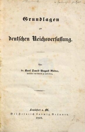 Grundlagen zur deutschen Reichsverfassung