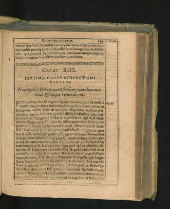 Caput XIIX. Septima Causa Syncretismi Pareani. Evangelici Bohemiae consensum iam olim inierunt: & nuper renovarunt.