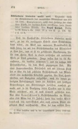 474-479 [Rezension] Bibliotheca historica medii aevi