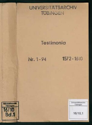 Testimonia : Fasz. I: Nr. 1-94