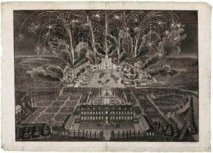 Feuerwerk auf der Elbe hinter dem Holländischen Palais 1719 in Dresden