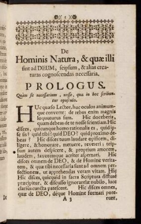 5-7, De Hominis Natura, & quae illi sint ad Deum, seipsum, & alias creaturas cognoscendas necessaria. Prologus.