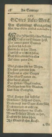 XXV. GOttes Acker-Werck. Am Sonntage Sexagesimä