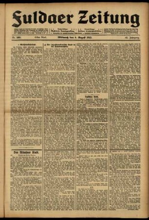 Erste Ausgabe vom Mittwoch, den 06. August 1913.