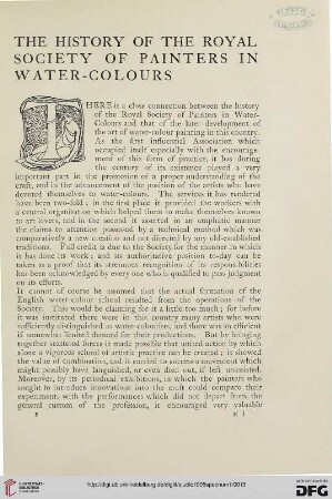 The History of the Royal Society of Painters in Water-Colours