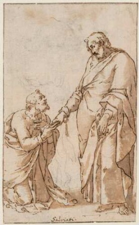 Die Schlüsselübergabe an Petrus (recto)
