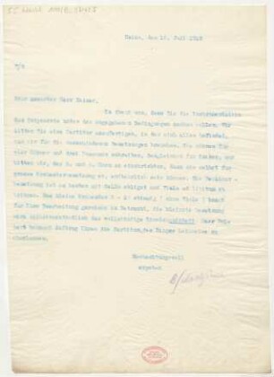 Brief an Alfred Kaiser : 15.07.1913