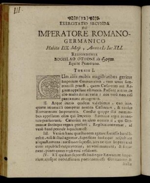 Exerciatatio Secunda De Imperatore Romano-Germanico
