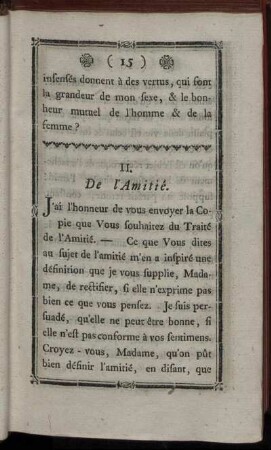 II. De l'Amitié.
