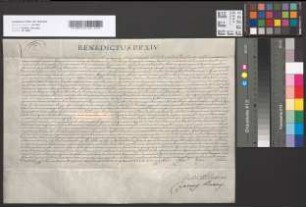 Papst Benedikt XIV. erteilt dem Erzbischof Clemens August bezüglich der Diözesen Paderborn, Hildesheim und Osnabrück auf 5 Jahre das Indult, je 2 Kanoniker zu dem geistlichen Regiment heranzuziehen.