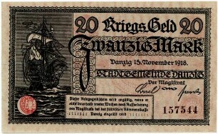 Geldschein / Notgeld, 20 Mark, 15.11.1918