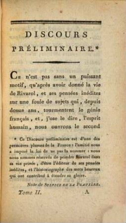 Vie philosophique, politique et littéraire de Rivarol, 2