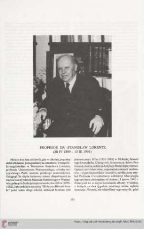 55: Profesor Dr Stanisław Lorentz : (28 IV 1899 - 15 III 1991)