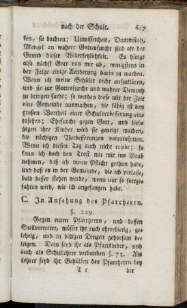 C. In Ansehung des Pfarrherrn