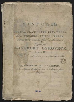 Sinfonie à oboe ou clarinette principale, deux violons, taille, basse (deúx oboes & deúx cors ad libitum), op. 3