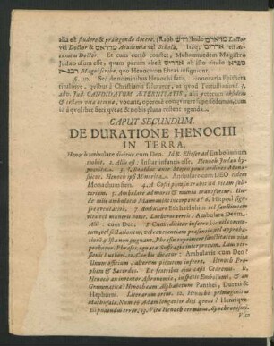 Caput Secundum. De Duratione Henochi In Terra.