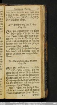 Bey Empfahung des Leibes Christi.