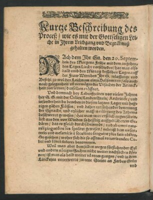 Kurtze Beschreibung des Proceß ...