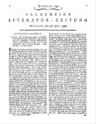 Winzer, G. S.: Religiöse Empfindungen meines Herzens in Gesängen. Wittenberg, Zerbst: Zimmermann 1787