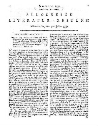 Winzer, G. S.: Religiöse Empfindungen meines Herzens in Gesängen. Wittenberg, Zerbst: Zimmermann 1787