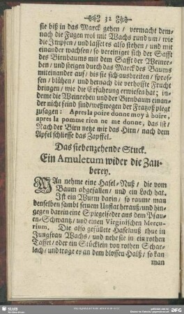 Das siebenzehende Stuck. Ein Amuletum wider die Zauberey