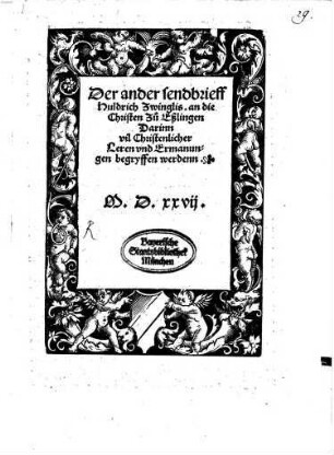 Der ander sendbrieff an d. Christen zu Eßlingen