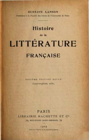Histoire de la littérature française