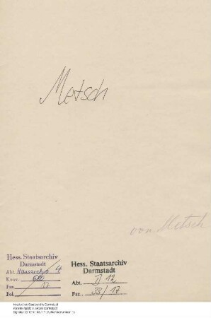 Metsch, Karl v., Hauptmann in Weimar