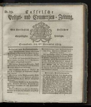 Nr. 89, Sonnabend, den 6ten November 1819