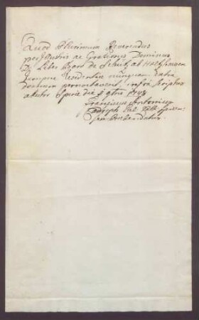 Testimonium primae residentiae des Marian Franz Schütz von Holzhausen.
