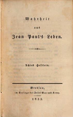 Wahrheit aus Jean Paul's Leben, 8
